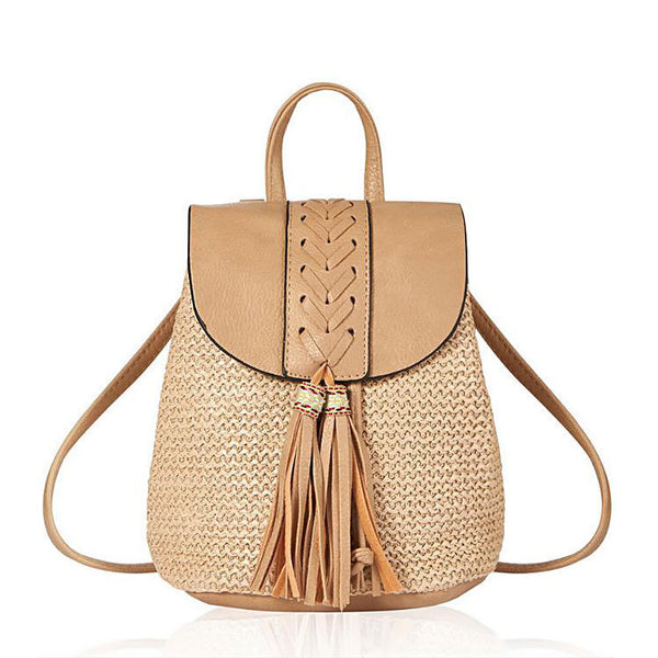 Zaino da donna in paglia intrecciata