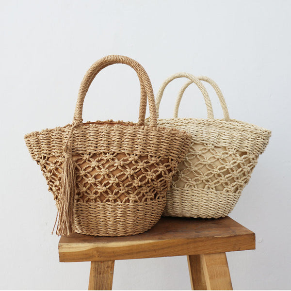 Borsa da donna in paglia intrecciata